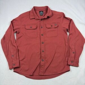 Sitka Gear Mens Long Sleeve Button Down Shirt Red Twill Flannel Large